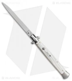 SKM 13" Italian Stiletto Automatic Knife White Pearlex (5.7" Satin Flat)
