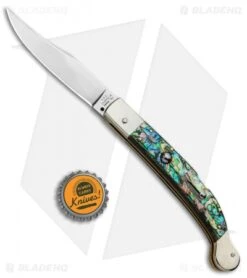 AGA Campolin 9" Sahara Italian Stiletto Lockback Automatic Abalone (3.8" Mirror) -CRKT Sales Store AGA Camplin 9in Sahara Italian Stiletto LB Auto Abalone Mirror BHQ 90702 jr bottlecap