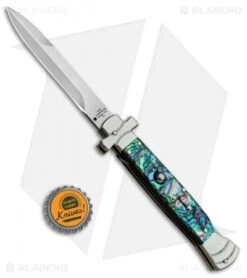 AGA Campolin 9" Maltese Cross Bayonet Italian Stiletto Knife Abalone (4" Satin) 7 AGA Campolin 9" Maltese Cross Bayonet Italian Stiletto Knife Abalone (4" Satin) -CRKT Sales Store AGA Campolin 9in Bayo Italian Stiletto Auto Abalone Satin BP 28947 jr bottlecap