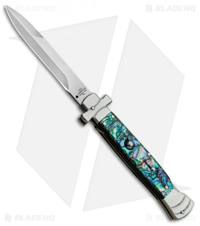 AGA Campolin 9" Maltese Cross Bayonet Italian Stiletto Knife Abalone (4" Satin) 1 AGA Campolin 9" Maltese Cross Bayonet Italian Stiletto Knife Abalone (4" Satin)