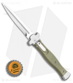 AGA Campolin Zero Dagger Leverlock Auto Knife G-10 Green (3.75" Satin) -CRKT Sales Store AGA Campolin Zero Dagger Leverlock Automatic Knife G10 Grn Coated 3.75 Polish BHQ 115850 LS Bottlecap