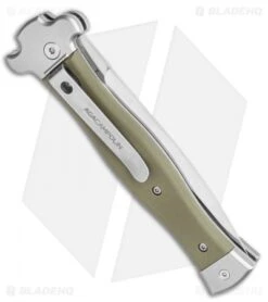 AGA Campolin Zero Dagger Leverlock Auto Knife G-10 Green (3.75" Satin) -CRKT Sales Store AGA Campolin Zero Dagger Leverlock Automatic Knife G10 Grn Coated 3.75 Polish BHQ 115850 LS Side