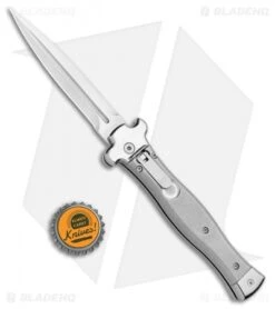 AGA Campolin Zero Dagger Leverlock Automatic Knife Aluminum (3.75" Tumbled) -CRKT Sales Store AGA Campolin Zero Gray Aluminum LL Dagger Tumbled AGA01ALP D BHQ 99915 jr bottlecap