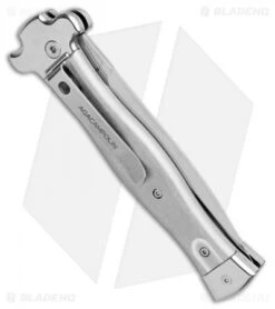 AGA Campolin Zero Dagger Leverlock Automatic Knife Aluminum (3.75" Tumbled) -CRKT Sales Store AGA Campolin Zero Gray Aluminum LL Dagger Tumbled AGA01ALP D BHQ 99915 jr side