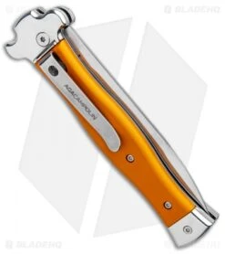 AGA Campolin Zero Italian Leverlock Automatic Knife Orange Al (3.75" Tumbled) -CRKT Sales Store AGA Campolin Zero Italian LL Orange Aluminum Tumbled AGA01ALO LB BHQ 97990 jr side