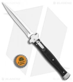 AGA Campolin Zero+ Italian Leverlock Automatic Knife Black G-10 (4.5"STN Dagger) -CRKT Sales Store AGA Campolin Zero Plus Italian LL Auto Black G 10 Dagger BHQ 110616 jr bottlecap