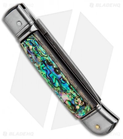 AKC Classic 8" Lever Lock Automatic Italian Knife Abalone (3.2" Damascus) 3 AKC Classic 8" Lever Lock Automatic Italian Knife Abalone (3.2" Damascus) - Image 3