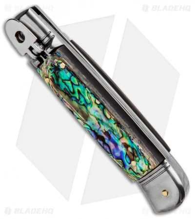 AKC Classic 8" Lever Lock Automatic Italian Knife Abalone (3.2" Damascus) 2 AKC Classic 8" Lever Lock Automatic Italian Knife Abalone (3.2" Damascus) - Image 2