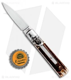 AKC Classic 6" Lever Lock Automatic Italian Knife Stag (2.25" Satin) 7 AKC Classic 6" Lever Lock Automatic Italian Knife Stag (2.25" Satin) -CRKT Sales Store AKC Classic LL Stag BHQ 50855 jr bottlecap