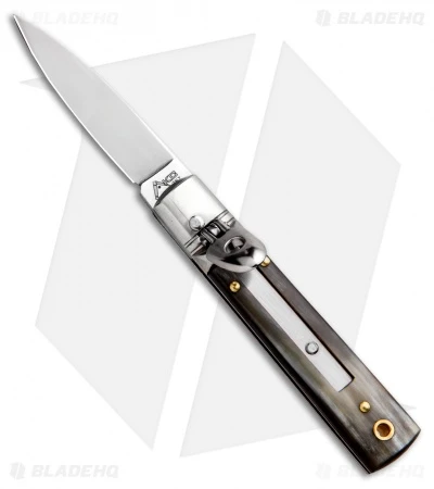 AKC Classic 6" Lever Lock Automatic Italian Knife Brazilian Horn (2.25" Satin) 1 AKC Classic 6" Lever Lock Automatic Italian Knife Brazilian Horn (2.25" Satin)
