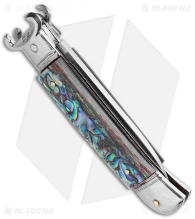 AKC Shot Puller 8" Lever Lock Italian Auto Knife Abalone (3.2" Polish Flat) 3 AKC Shot Puller 8" Lever Lock Italian Auto Knife Abalone (3.2" Polish Flat) - Image 3