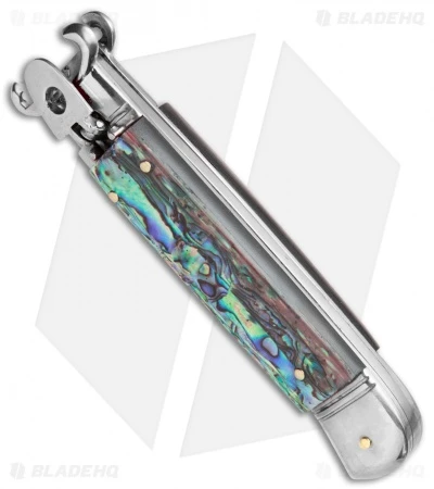 AKC Shot Puller 8" Lever Lock Italian Auto Knife Abalone (3.2" Polish Flat) 2 AKC Shot Puller 8" Lever Lock Italian Auto Knife Abalone (3.2" Polish Flat) - Image 2