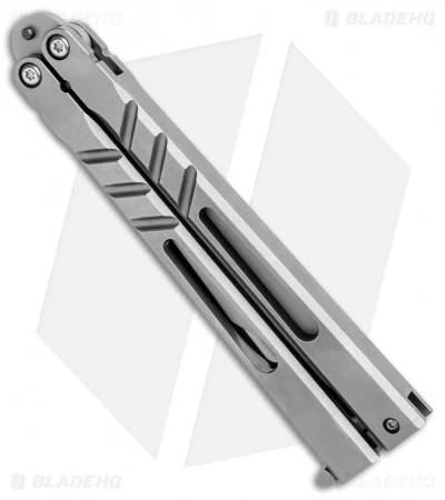 BRS Channel Alpha Beast Balisong Butterfly Knife Titanium (4.5" Stonewash) CHAB 2 BRS Channel Alpha Beast Balisong Butterfly Knife Titanium (4.5" Stonewash) CHAB - Image 2