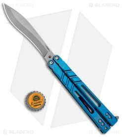 BRS Premium Alpha Beast Kukri Balisong Butterfly Knife Blue Ti (4.5" SW) -CRKT Sales Store BRS Premium Alpha Beast Kukri Balisong Blue Ti Clip SW BHQ 96789 jr bottlecap