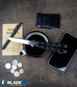 Bear & Son 2-Pack Butterfly Knife Special Black (114 + 114TR) -CRKT Sales Store Bear Son 114B Large Butterfly Knife Black Satin BHQ 0364 kp lifestyle web