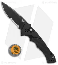 Benchmade Rukus II Automatic Knife (3.4" Black Serr) 9600SBK -CRKT Sales Store Benchmade Rukus 2 black serr BHQ 74379 er bottlecap