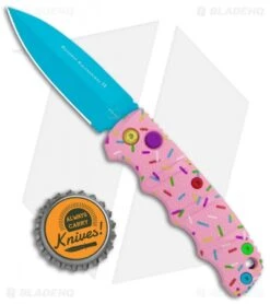 Boker Mini Dessert Warrior Kalashnikov Dagger Automatic Knife (2.5" Blue) Donut -CRKT Sales Store Boker Desert Warrior Mini Kalashnikov Dagger Auto Blue Donut BHQ 113886 jr bottlecap
