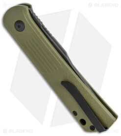 Boker Lundquist Alluvial Automatic Knife OD Green (3" Black SW) -CRKT Sales Store Boker Lundquist Alluvial Auto OD Green Aluminum Black SW BHQ 125069 jr side
