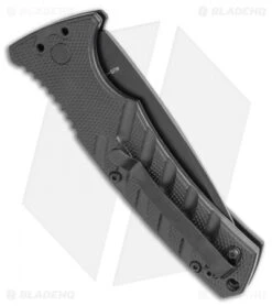 Boker Plus Strike Tanto Automatic Knife (3.25" Black Serr D2) -CRKT Sales Store Boker Plus Strike Tanto Automatic Knife 3.25 Black Serr 01BO401N LS Side