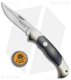 Boker Scout Lockback Knife Blue Honeycomb (3.125" Satin) 112503 -CRKT Sales Store Boker Scout LB Blue Honeycomb Satin BO03750 BHQ 40058 jr bottlecap