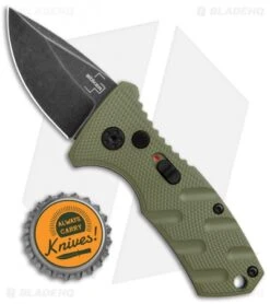 Boker Stubby Strike CA Legal Automatic Knife OD Green (1.9" Smokewash D2) -CRKT Sales Store Boker Stubby Strike CA Legal Auto OD Green Smokewash 01BO442NSOI BHQ 99648 jr bottlecap