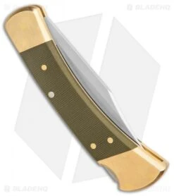 CRKT Sales Store -CRKT Sales Store Buck 110 Auto Brushed Micarta Brass BHQ 88783 er side