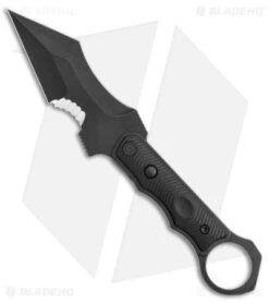 CIVIVI Orthrus Tactical Button Fixed Blade Knife Black G-10 (3.8" Black Serr)