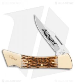 Case Large Lockback Hammerhead Knife 5" Peach Seed Jig Amber Bone (6159L SS)