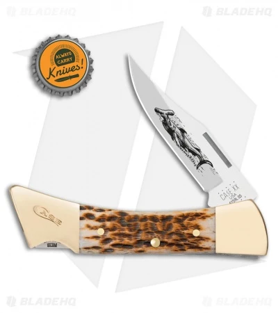 Case Large Lockback Hammerhead Knife 5" Peach Seed Jig Amber Bone (6159L SS) 2 Case Large Lockback Hammerhead Knife 5" Peach Seed Jig Amber Bone (6159L SS) - Image 2