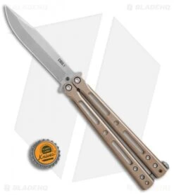 DogBite Knives DB3.1 Balisong Butterfly Knife Bronze/Gold Ti (4" Stonewash) -CRKT Sales Store DogBite Knives DB3 1 bronze gold ti sw 440c BHQ 74387 er bottlecap