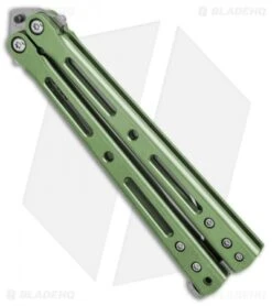 DogBite Knives DB3.1 Balisong Butterfly Knife Green Titanium (4" Stonewash) -CRKT Sales Store DogBite Knives DB3 1 green ti sw 440c BHQ 35284 er spine