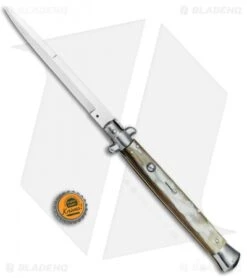 Frank B. 13" Italian Stiletto Bayonet Automatic Knife Honey Horn (6" Satin) 7 Frank B. 13" Italian Stiletto Bayonet Automatic Knife Honey Horn (6" Satin) -CRKT Sales Store Frank B 13in Italian Stiletto Honey Horn Auto Bayo BP 4495 jr bottlecap