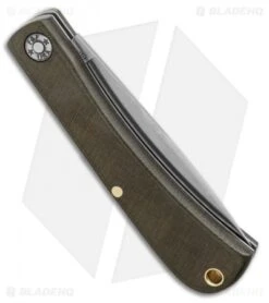 GEC #71 Farm & Field Bull Nose Slip Joint Knife Green Micarta (3" Satin) 715121 -CRKT Sales Store GEC 71 Farm Field Bull Nose Slip Joint Green Linen Micarta3.1 Satin 715121 BHQ 126201 LS Side