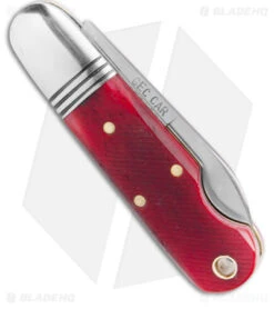 GEC Tidioute Cutlery #25 Beerlow Pocket Knife Red Sawcut Bone (2.1" Satin) -CRKT Sales Store GEC Tidioute Cutlery 25 Beerlow Pocket Knife Red Sawcut Bone Satin BHQ 180934 kc side