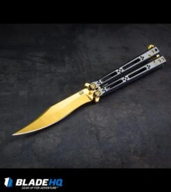 Hom Design Basilisk Elite Balisong Butterfly Knife PVD Ti (4.6" Gold) 13 Hom Design Basilisk Elite Balisong Butterfly Knife PVD Ti (4.6" Gold) -CRKT Sales Store HOM Basilisk Balisong kp 3