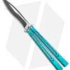 Hom Design I-Basilisk Channel Butterfly Knife Teal Titanium (4.5" Acid Wash)