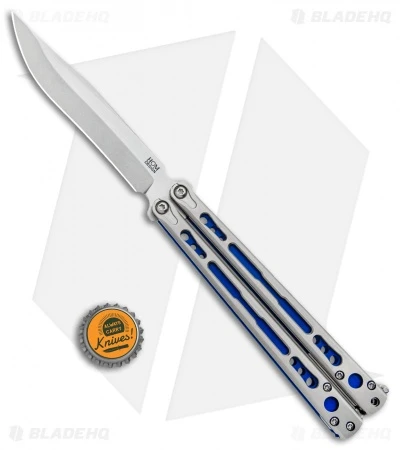 Hom Design Chimera Plus Balisong Knife Satin Ti/Blue G-10 (4.75 Two-Tone) 4 Hom Design Chimera Plus Balisong Knife Satin Ti/Blue G-10 (4.75 Two-Tone) - Image 4
