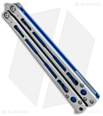 Hom Design Chimera Plus Balisong Knife Satin Ti/Blue G-10 (4.75 Two-Tone) 2 Hom Design Chimera Plus Balisong Knife Satin Ti/Blue G-10 (4.75 Two-Tone) - Image 2