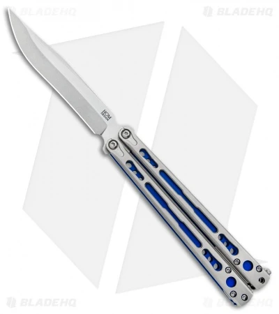 Hom Design Chimera Plus Balisong Knife Satin Ti/Blue G-10 (4.75 Two-Tone) 1 Hom Design Chimera Plus Balisong Knife Satin Ti/Blue G-10 (4.75 Two-Tone)