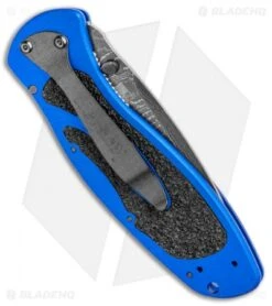 Kershaw Blur Assisted Opening Knife Blue Aluminum (3.375" Damascus) 1670NBDAM -CRKT Sales Store Kershaw Blur Assisted Opening Knife Blue Aluminum Damascus 1670NBDAM BHQ 107880 kp side jr