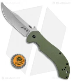 Kershaw Emerson CQC-10K Frame Lock Knife OD Green G-10 (3.5" Stonewash) 6030 -CRKT Sales Store Kershaw CQC 10K FL OD Green G 10 SW 6030 BHQ 52196 jr bottlecap