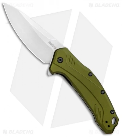 Kershaw Link 20CV Drop Point Knife Olive Al (3.25" Stonewash) 1776OLSW 1 Kershaw Link 20CV Drop Point Knife Olive Al (3.25" Stonewash) 1776OLSW