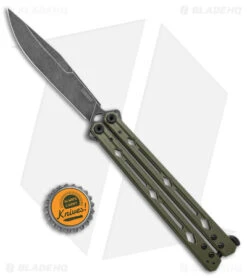 Kershaw Lucha Balisong Butterfly Knife OD Green (4.5" Blackwash) 5150ODBW -CRKT Sales Store Kershaw Lucha Balisong Butterfly OD Green Blackwash 5150ODBW BHQ 117072 jr bottlecap