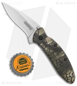 Kershaw Scallion Flipper Knife Tree Camo Aluminum (2.25" Satin) 1620C -CRKT Sales Store Kershaw Scallion Assisted Opening Tree Camo BB 1620C BHQ 0377 jr bottlecap