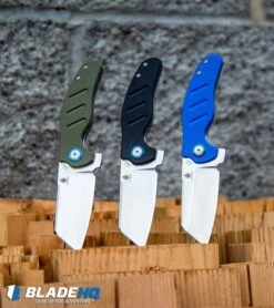 Kizer Vanguard Mini Sheepdog C01C Liner Lock Knife OD Green G-10 (2.6" Satin) -CRKT Sales Store Kizer Vanguard Mini Sheepdog C01C Liner Lock Knife G 10 Satin BHQ80398 kp stabbed in wood web