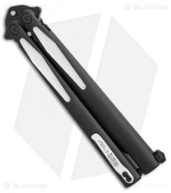 Microtech Tachyon III Balisong Butterfly Knife Venom (4.5" Black/White) 173-1VM -CRKT Sales Store Microtech Tachyon III Venom black white BHQ 71367 er side