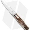 Mikov 241 Predator Lever Lock Bayo Automatic Knife Stag File Work (3.75" Satin)
