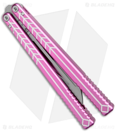 Nabalis + Will Hirsch The Vulp Butterfly Balisong Trainer Pink Al (4.4" BB) 2 Nabalis + Will Hirsch The Vulp Butterfly Balisong Trainer Pink Al (4.4" BB) - Image 2