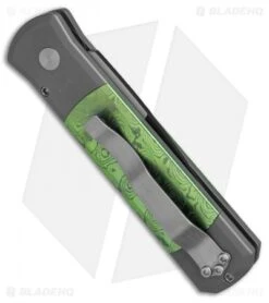 Pro-Tech Godson Custom Automatic Knife Moku-Ti/Steel (3.15" Two-Tone) -CRKT Sales Store Protech Godson Green Moku TI BHQ 48987 jr side