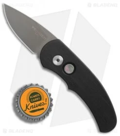 Pro-Tech Runt J4 Limited Automatic Knife Black W/ MOP Button (1.94" Gray DLC) -CRKT Sales Store Protech Runt J4 black MOP button gray dlc BHQ 74277 er bottlecap